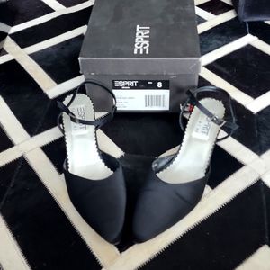 E Sprit 2.5 inch heel black satin